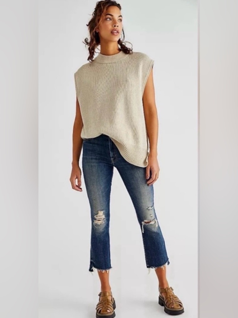 Mother The Insider Crop Step Fray Jeans 25 | High Waist Straight Raw Hem Cropped
